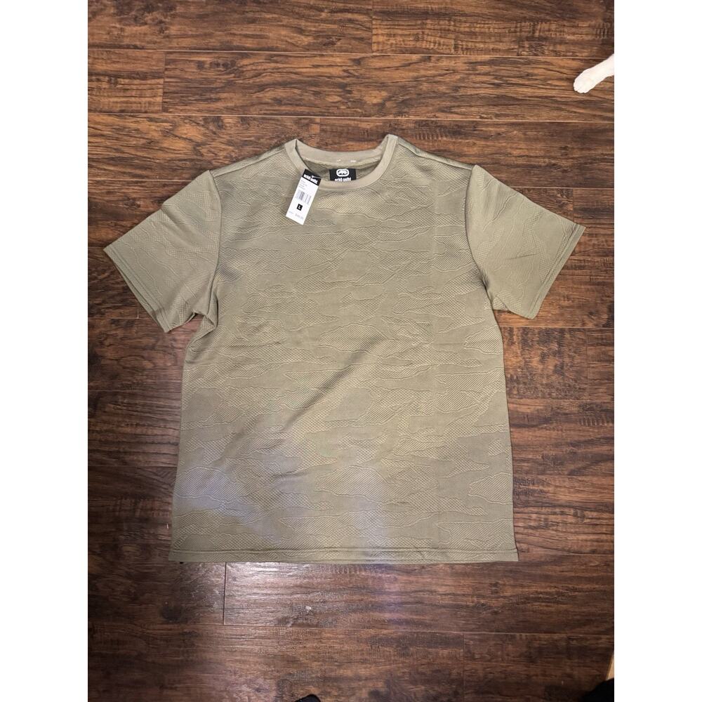 Ecko Unltd Men's T-Shirt Olive Green Heavy Textured Camo design T-Shirt Sz:L